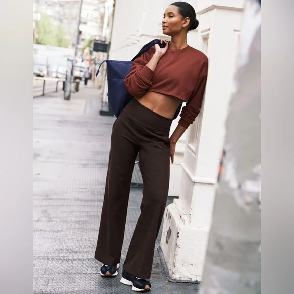 Beyond Yoga Spacedye Laid Back Wide Leg Pant Large Regular Chocolate Brown - Picture 4 of 8